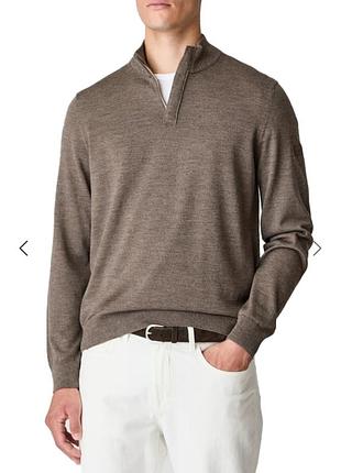Кашеміровий светр поло charles tyrwhitt кольору мокко 100% кашеміру.
