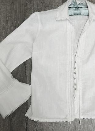 Женская белая блузка лен zara