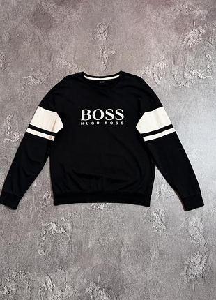 Світшот hugo boss s/m розмір кофта оригінал чорна з білими смугами