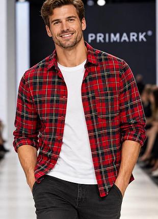 Чоловіча сорочка primark червона m бавовна