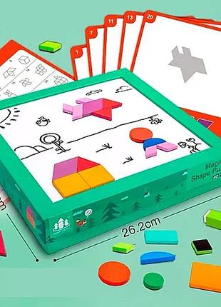 Дитяча магнітна мозаїка-танграм magnetic shape puzzle (40 рівнів)