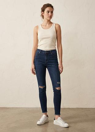 Синие джинсовые женские рваные джинсы skinny denim pimkie
