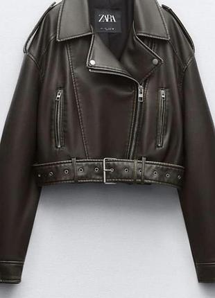 Куртка жіноча zara шкіряна коричнева