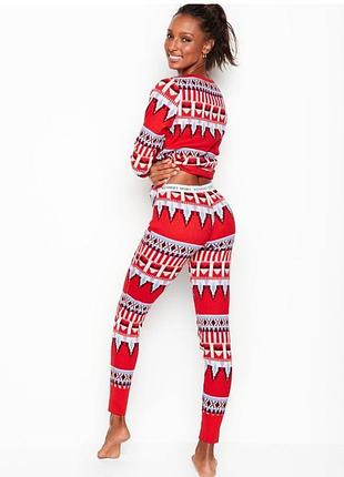 Женская теплая вафельная пижама виктория сикрет victoria’s secret red fair isle thermal - s - оригинал сша