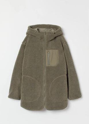 H&m удлиненная демисезонная куртка с капюшоном куртка шерпа hm куртка тедди p.s - m