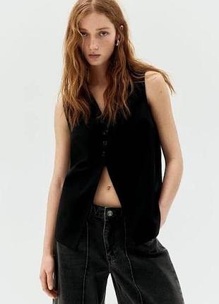 H&m довгий базовий костюмний жилет нова колекція