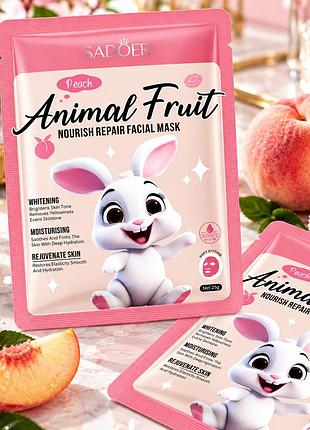 Тканинна маска для обличчя sadoer animal fruit rabbit peach живильна 25 г