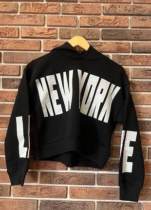 Спортивний костюм zara для дівчинки, чорний, з написом new york, розмір 11-12 років / 152 см