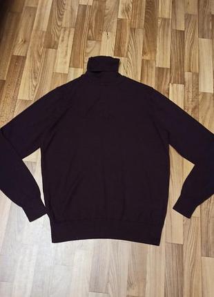 Бордовый свитер под горло гольф японского бренда uniqlo зеленый размер l изготовлен из 100% шерсти