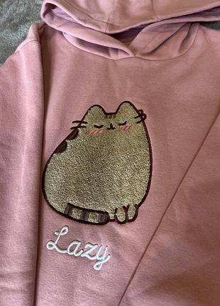 Світшот для дівчинки reserved рожевий з котом lazy