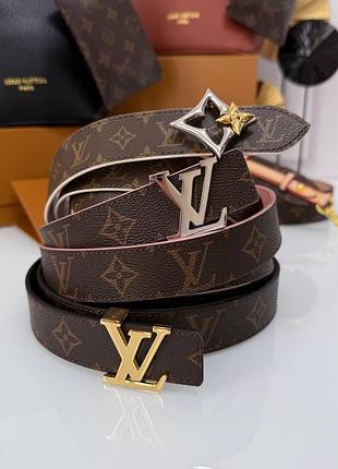 Ремень ремінь пояс louis vuitton  lv 3 см  полный комплект упаковки (коробка, пыльник, карточка, чек, пакет, лента)