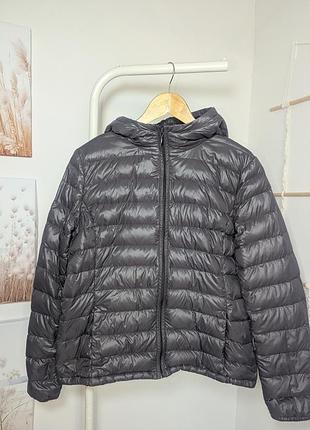 Серая пуховая куртка benetton демисезон