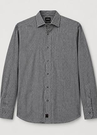 Чоловіча сорочка strellson slim fit в чорно-білу клітинку (розмір 37 / xs-s) 100% бавовна