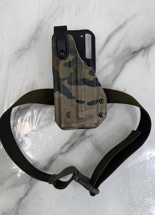 Тактична кобура ata gear з кайдекса (multicam) з еластичним ременем ( для лівши)