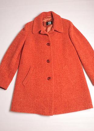 Стильное коралловое женское пальто из шерсти альпаки janina alpaca wool coat - 38 - 8812 как chloe