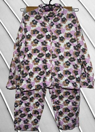 Жіноча піжама foxbury 2xl 3xl eu 44 46 uk 16 18 ua 50 52 байкова піжама фланелева піжама комплект сорочка штани домашній костюм одяг для сну