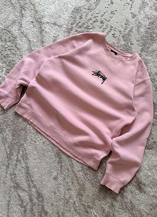 Світшот жіночий stüssy рожевий з вишитим логотипом