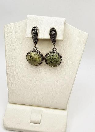 Сережки серебряные с змеевиком 7,16 г