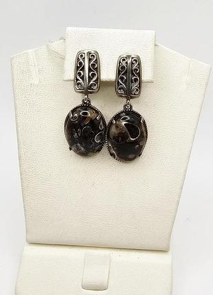 Сережки серебряные с агатом 7,89 г