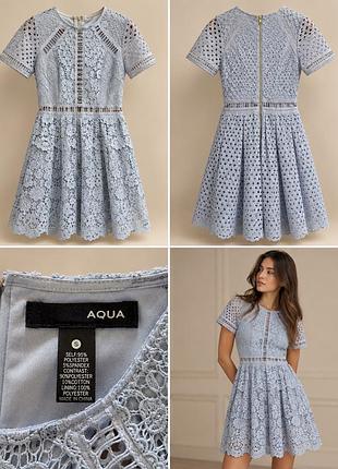 Коротка жіноча сукня aqua блакитна мереживна розмір s