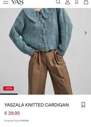 Кардиган жіночий yas yaszala knitted cardigan блакитний вовняний розмір m (38)
