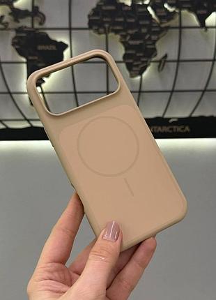 Чохол silicone case magsafe з мікрофіброю для iphone 18 pro max,чохол-накладка для айфон 18 про макс (бежевий)