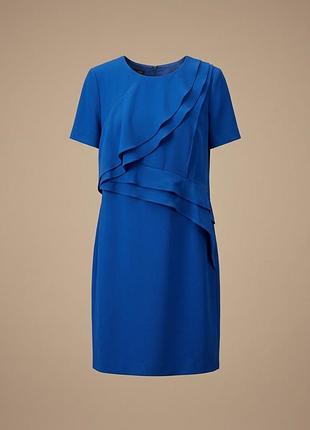 Синя пряма сукня escada з драпіруванням, eu42, l/xl