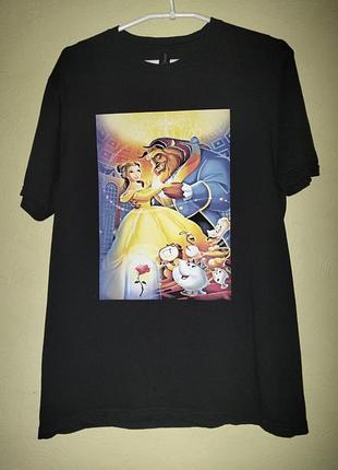 Футболка чорна з принтом красуня та чудовисько the beauty and the beast