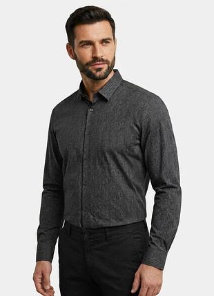 Стильная мужская рубашка hugo boss (hugo) slim fit, р. 44 (l) | состояние новой, без бумажной бирки. 
ткань темно-серого (графитового) цвета