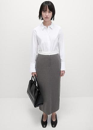 Стильная серая юбка-карандаш с белым поясом от marks &amp; spencer