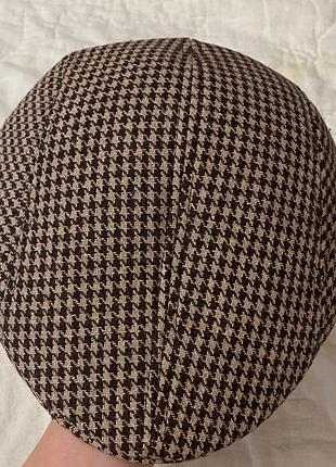 Стильная мужская кепка в мелкую узорчатую клетку (houndstooth / «гусиная лапка») - размер универсальный (на резинке)