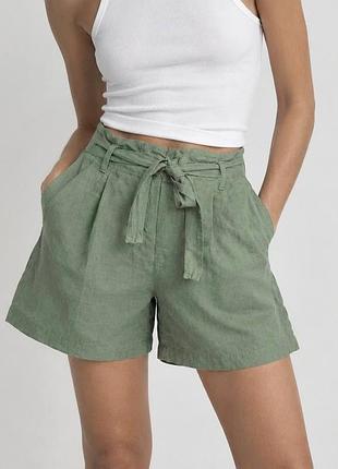 Льняные шорты, шорты zara, широкие шорты