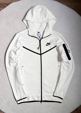 Чоловіча кофта на замку зіпка nike tech fleece біла спортивна