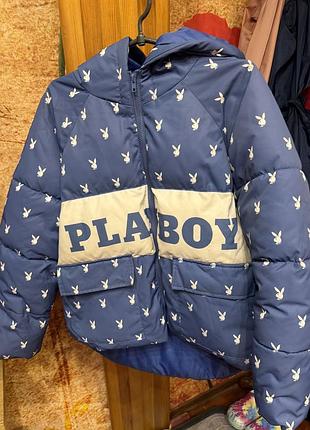 Куртка жіноча playboy синя з принтом кроликів, розмір m