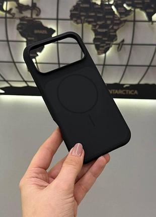 Чехол silicone case magsafe с микрофиброй для iphone 17 pro, чехол-накладка для айфон 17 про (черный)