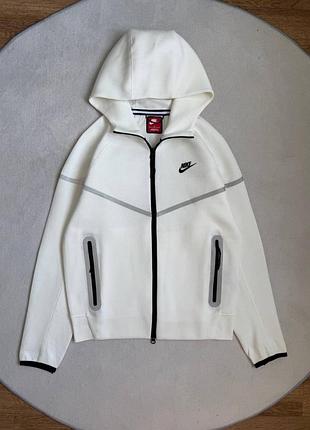 Кофта зіпка nike tech fleece рефлективна біла спортивна кофта зіп худі толстовка