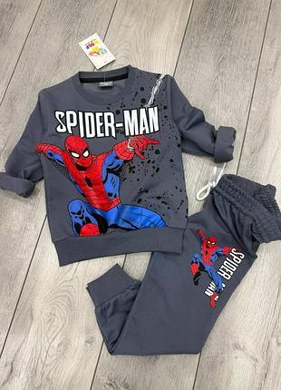 Дитячий спортивний костюм spider-man, людина-павук для хлопчика (світшот і штан) сірий 104-110
