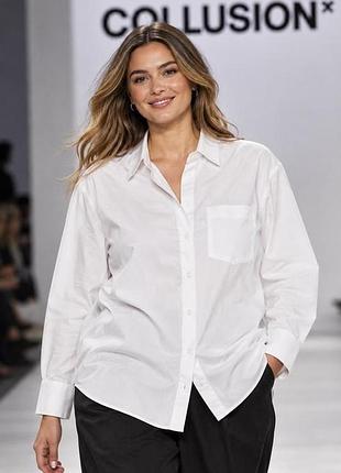 Рубашка женская collusion белая s (oversize s-l) 100% хлопок