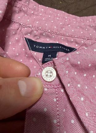 Сорочка чоловіча tommy hilfiger рожева в горох, розмір m