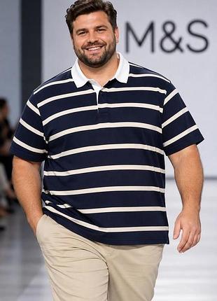 Мужская футболка поло m&amp;s темно-синяя 4xl 100% хлопок