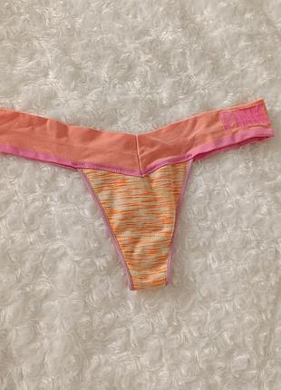 Яркие трусики базовые стринги спортивные бикини низкая посадка танга pink victoria's secret s m 8 10 36 38 44