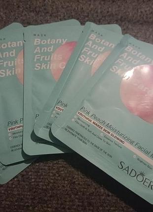 Маска для обличчя sadoer pink peach зволожуюча