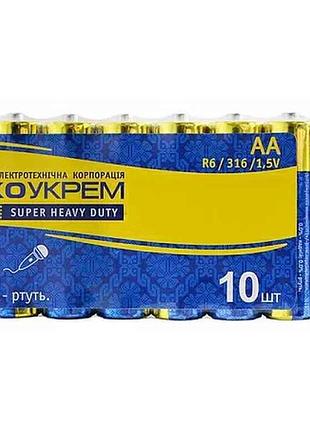 Батарейка сольова aа.r6.sp10 (shrink 10) 10шт тм аско