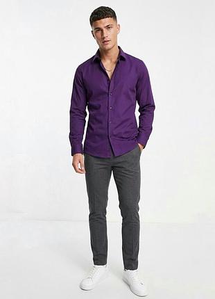 Фиолетовая мужская рубашка flex men's luxury collection размер l