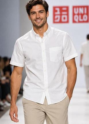 Сорочка чоловіча uniqlo біла xs - s бавовна