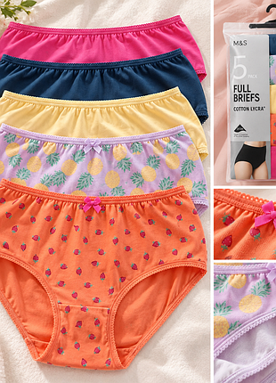 Жіночі бавовняні трусики full briefs m&s, комплект 5 шт., розмір 16 (44)