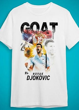 Футболка чоловіча біла з принтом noval djokovic