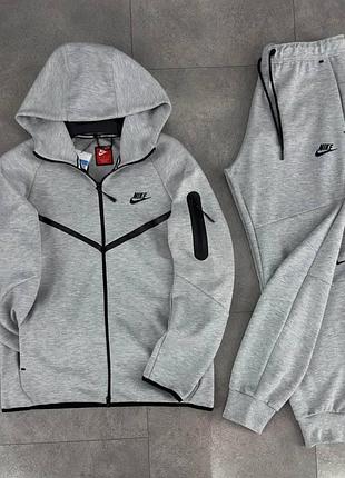 Чоловічий спортивний костюм nike tech fleece сірий