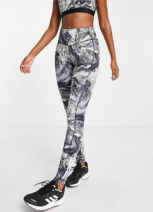 Adidas hyperglam high-rise marble  женские спортивные-тренировочные лосины