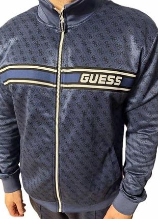 Спортивний костюм чоловічий guess оригінал синій розмір штанів l кофта на змійці xl